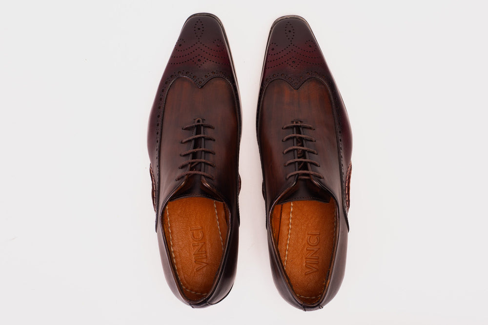 The Royal Hand Craft Burgundy Wingtip Oxford Shoe