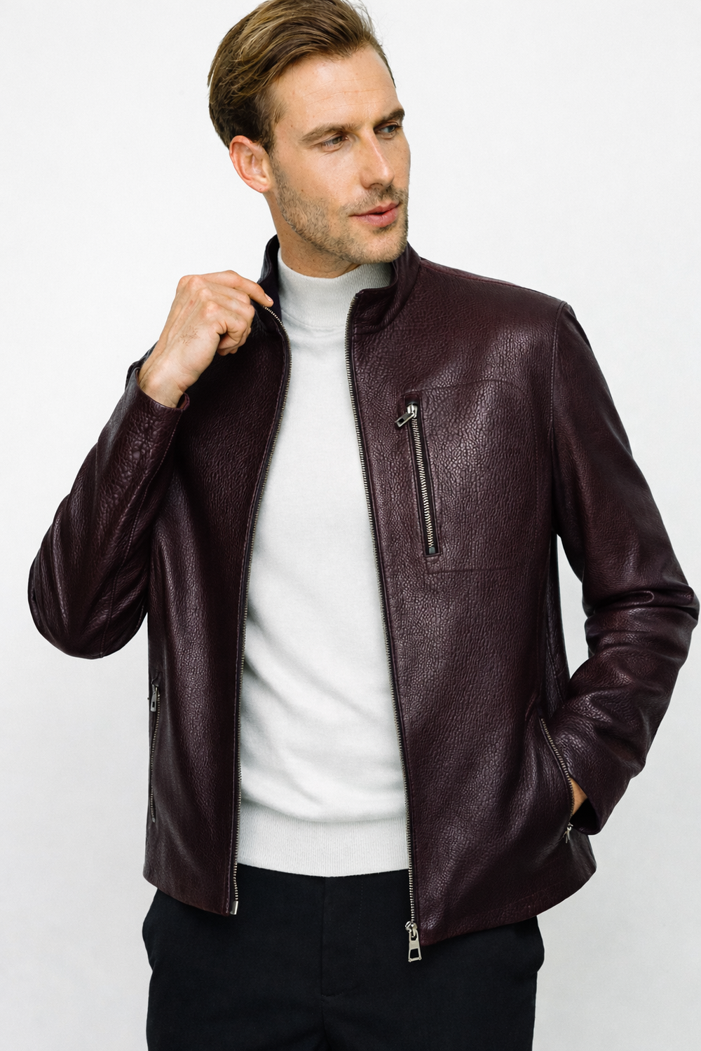 The Blanchard Burgundy Leather Jacket