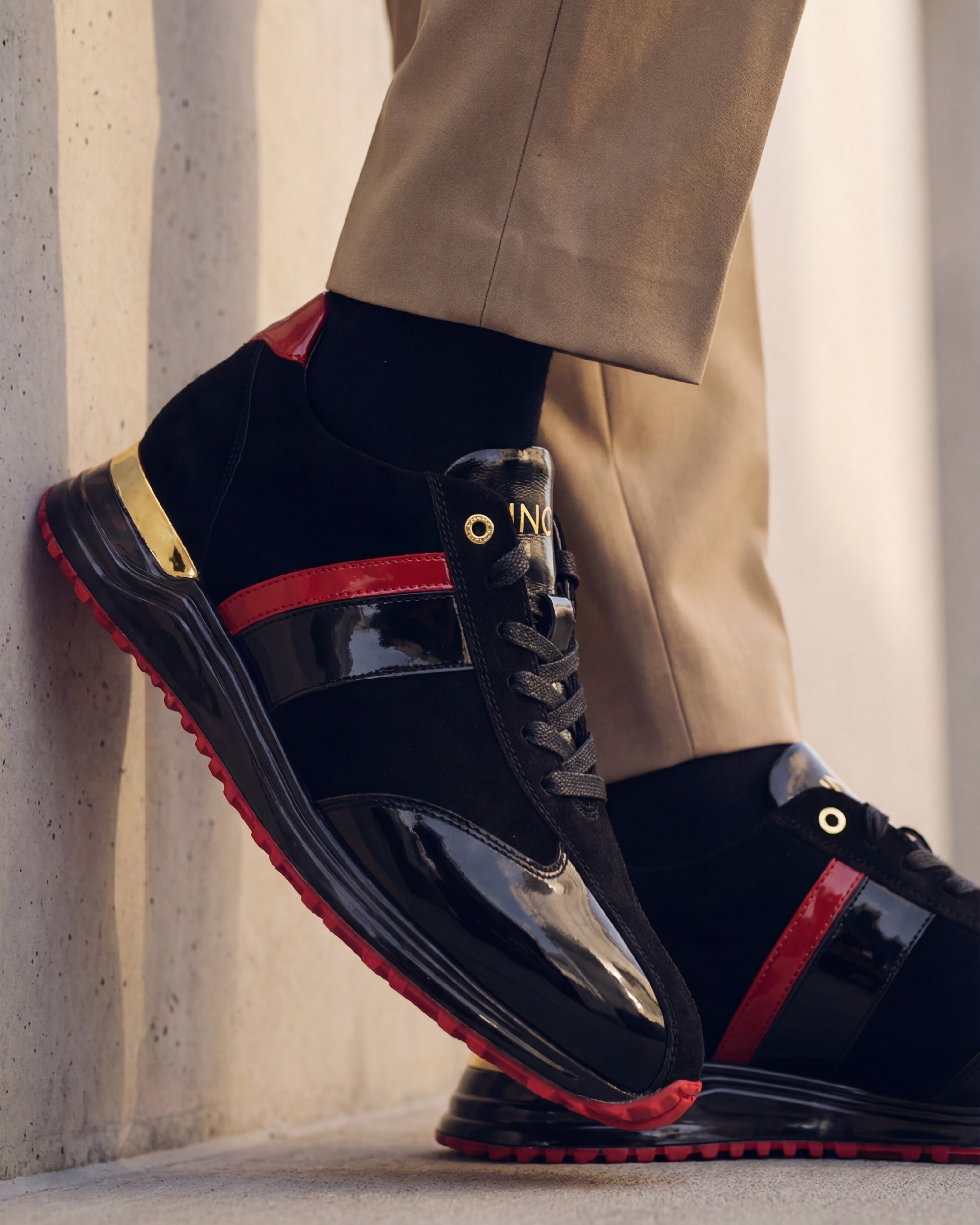 The Inferno Black Red Leather Sneaker