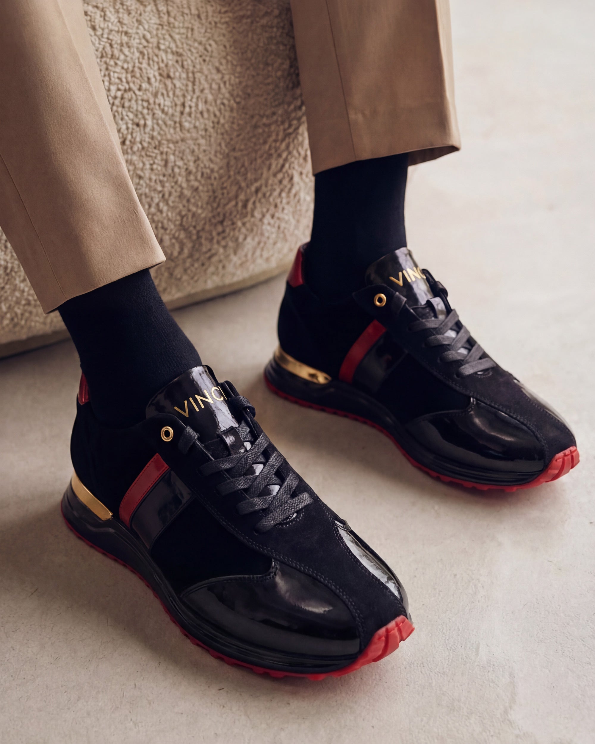 The Inferno Black Red Leather Sneaker