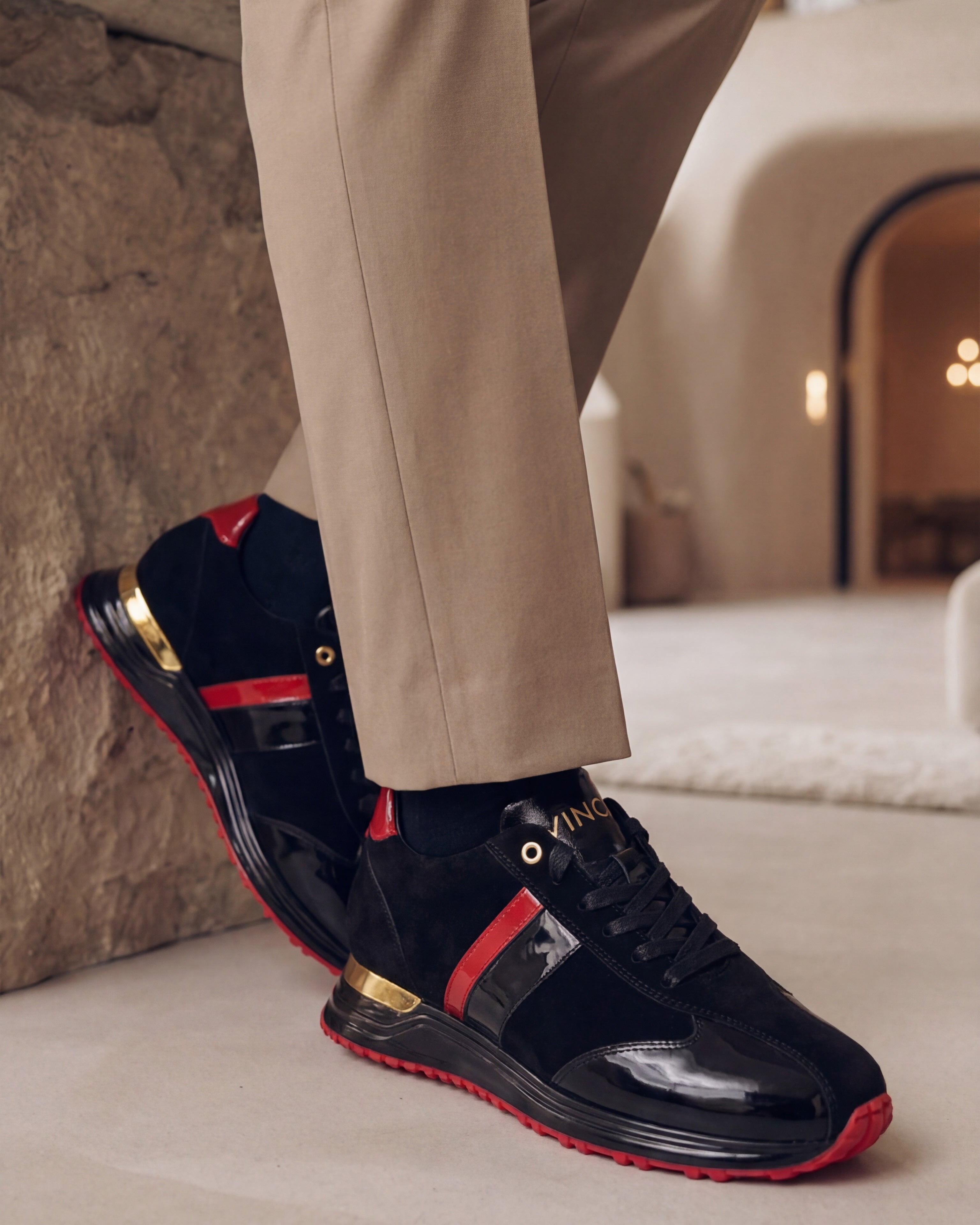The Inferno Black Red Leather Sneaker