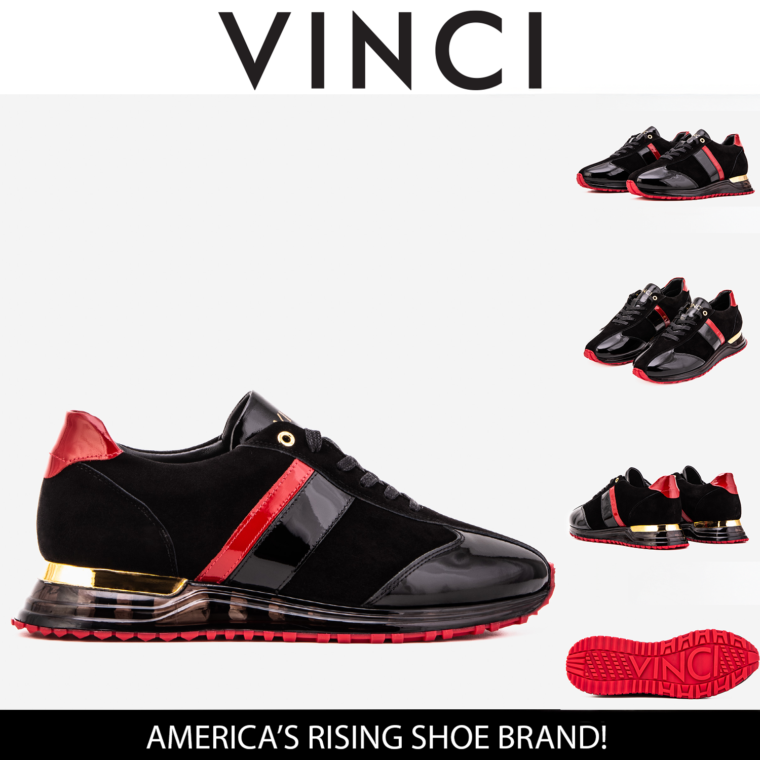 The Inferno Black Red Leather Sneaker