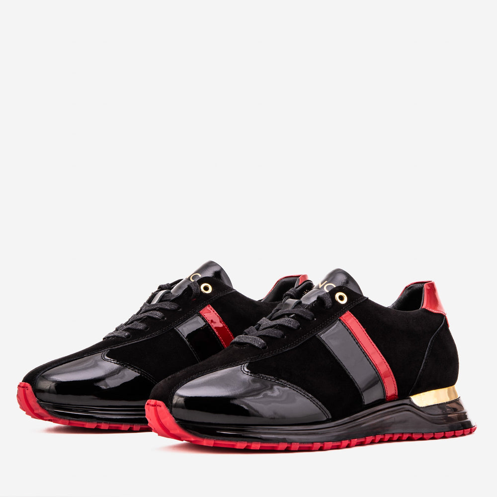 The Inferno Black Red Leather Sneaker