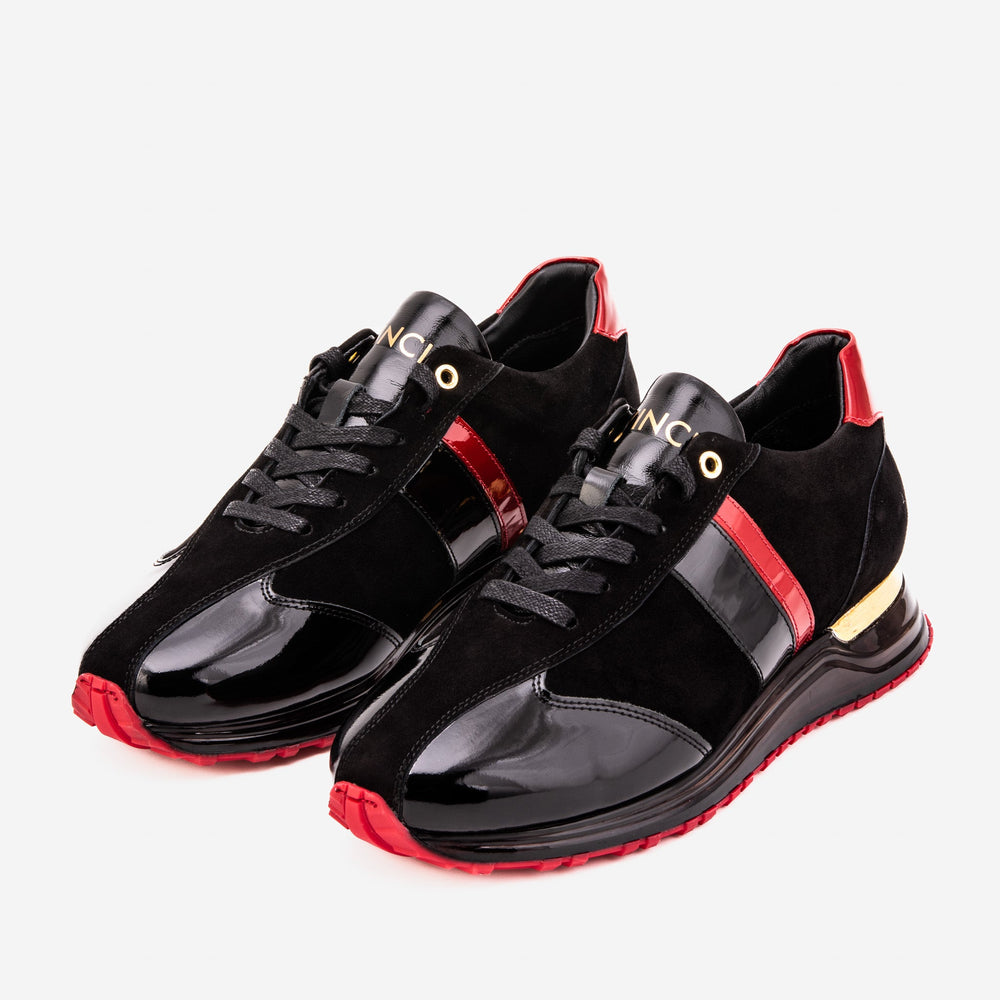 The Inferno Black Red Leather Sneaker