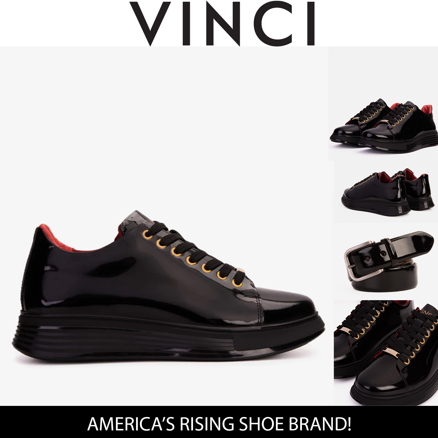 The Peklin Patent Black Leather Sneaker