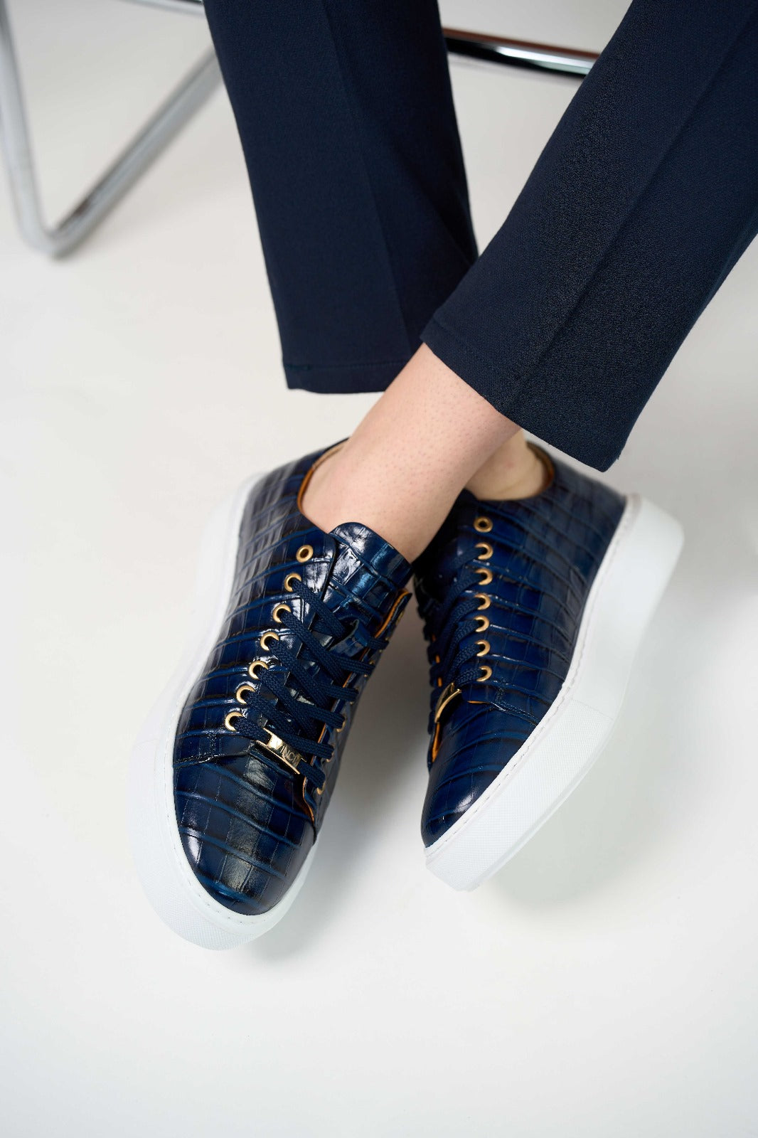The Dublin Blue Leather Sneaker