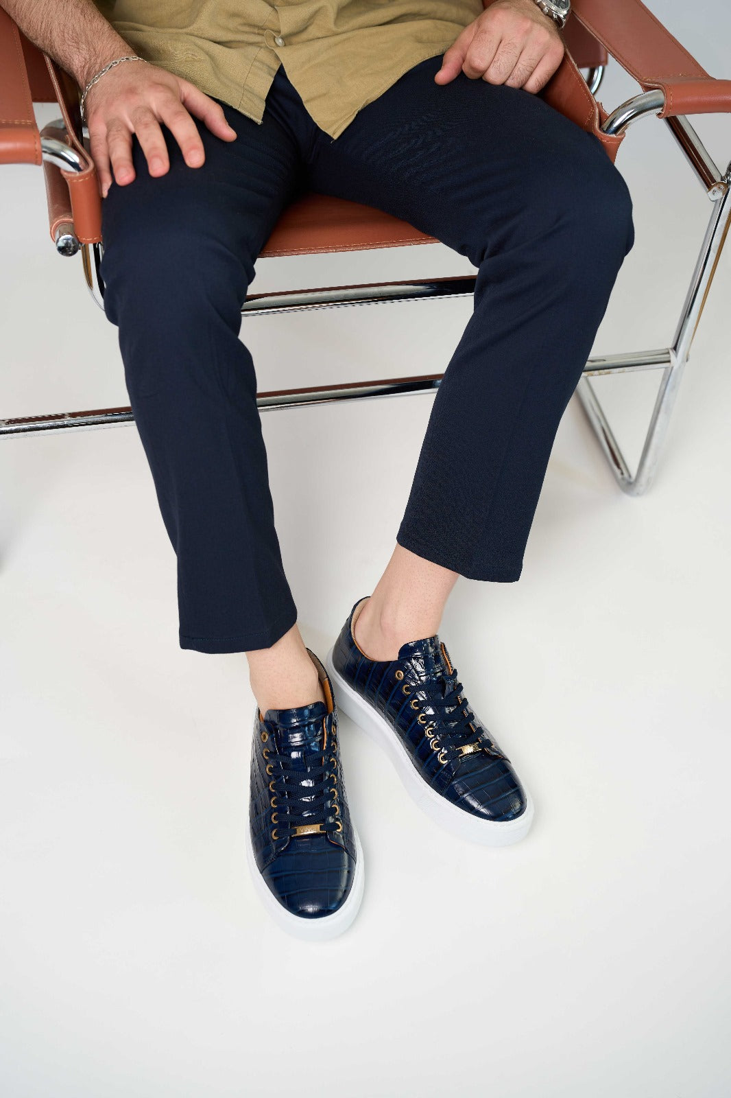 The Dublin Blue Leather Sneaker