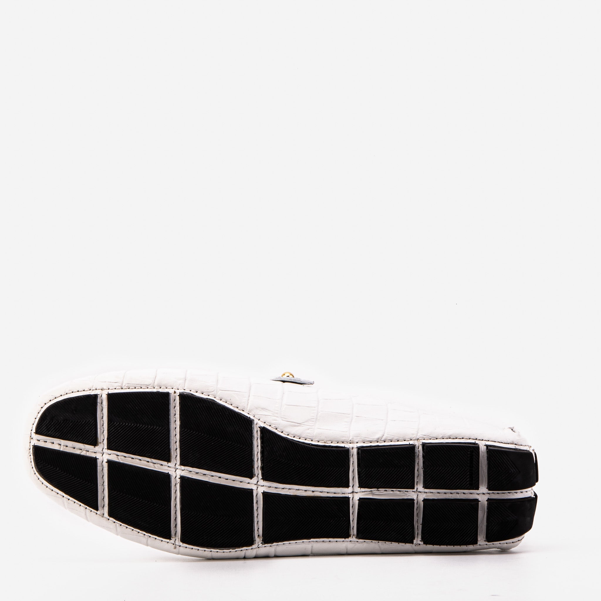 The Pisa White Leather Bit Drive Loafer Shoe