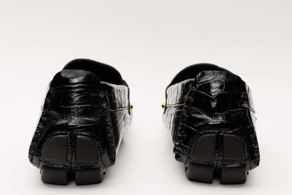 The Pisa Black Leather Bit Drive Loafer Shoe