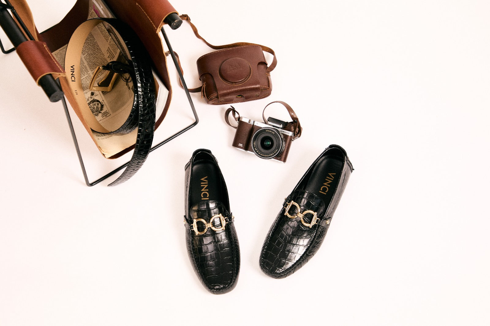 The Pisa Black Leather Bit Drive Loafer Shoe