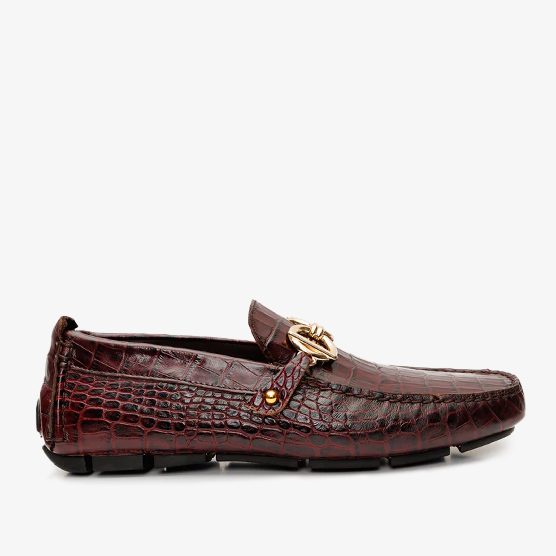 The Pisa Burgundy Leather Bit Drive Loafer Shoe