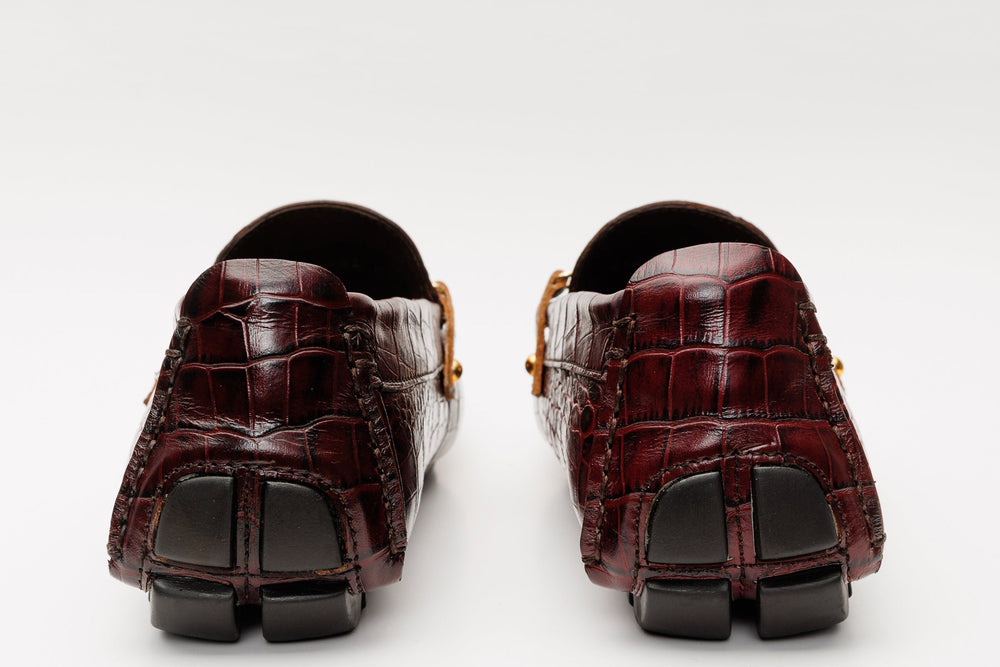 The Pisa Burgundy Leather Bit Drive Loafer Shoe