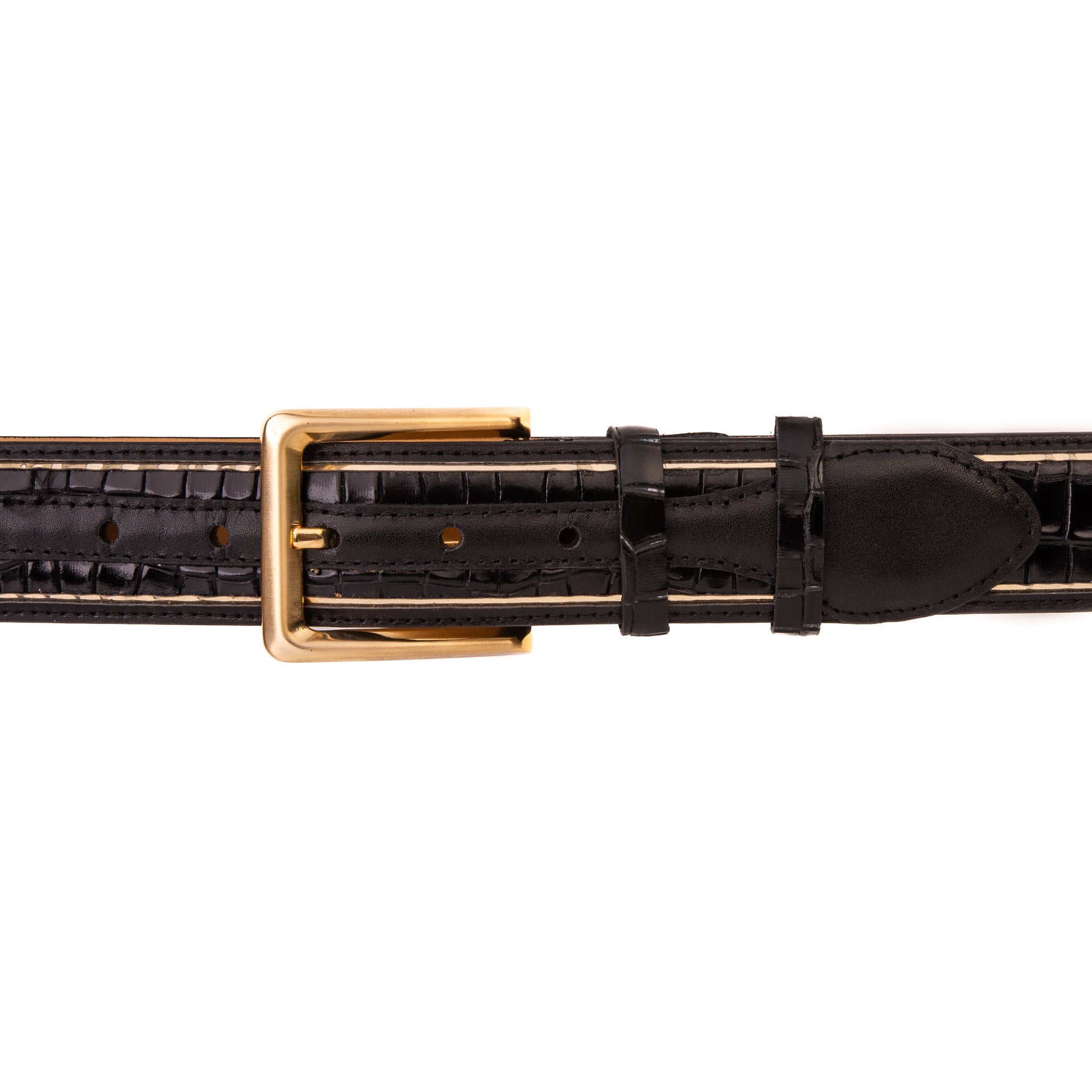 The Bellagio Black Gold Leather Belt