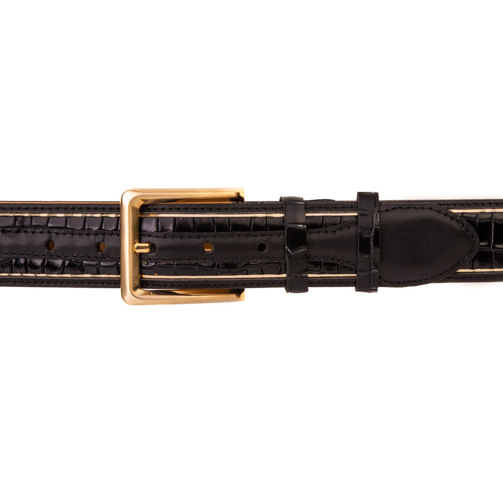 The Bellagio Black Gold Leather Belt