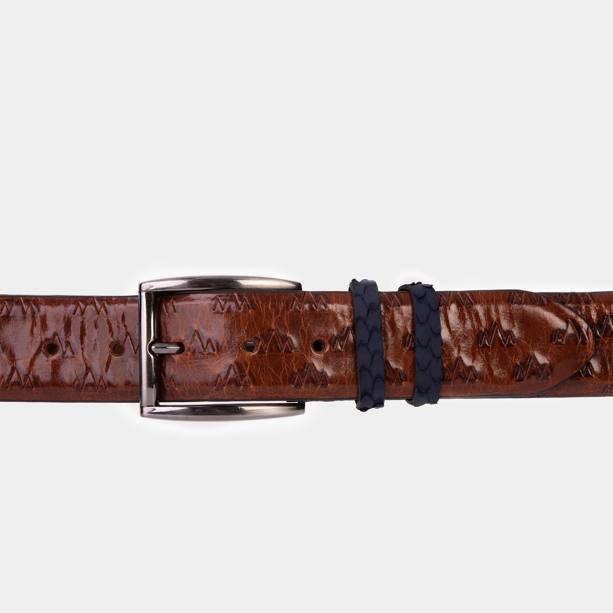 The Caesars Tan Navy Leather Belt