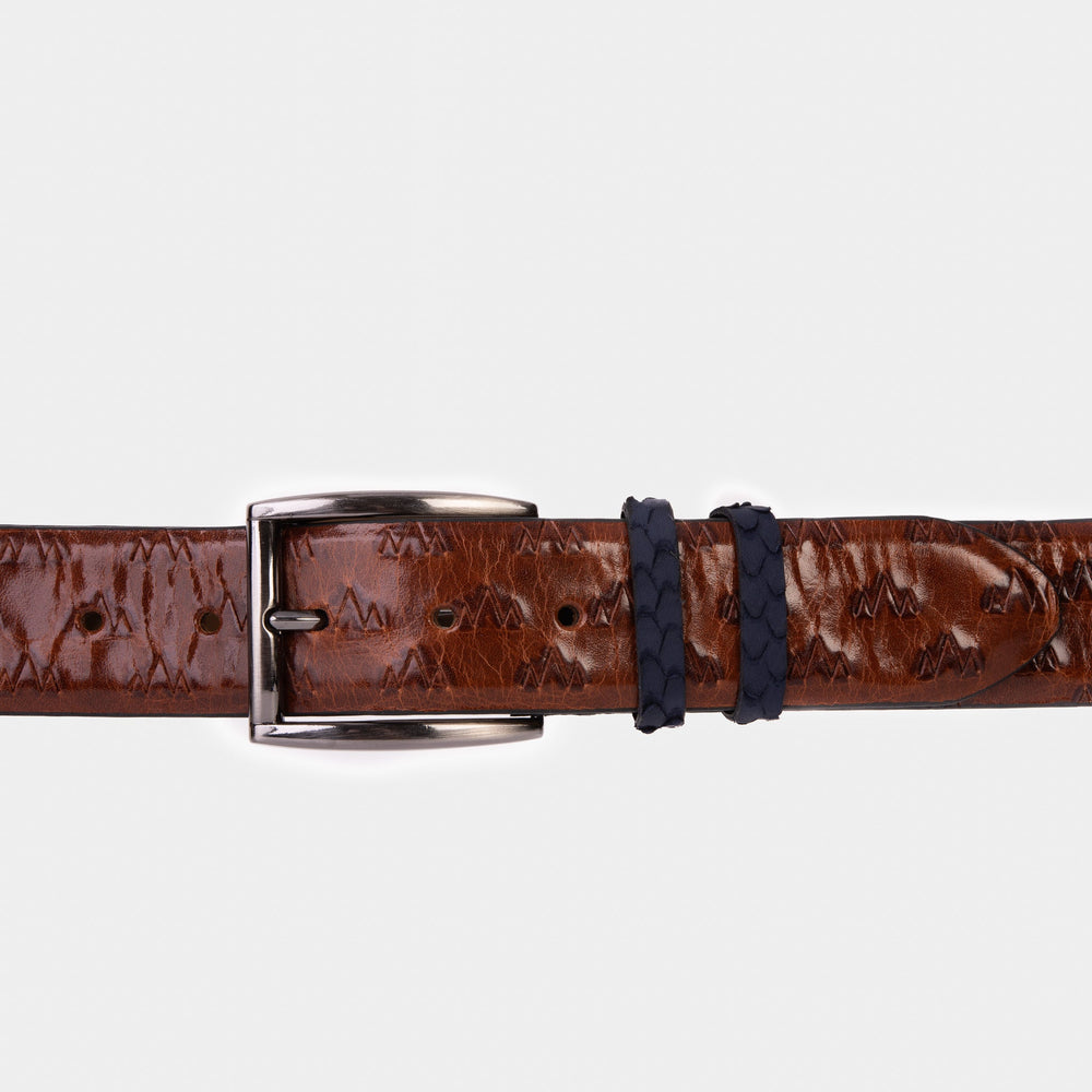 The Caesars Tan Navy Leather Belt