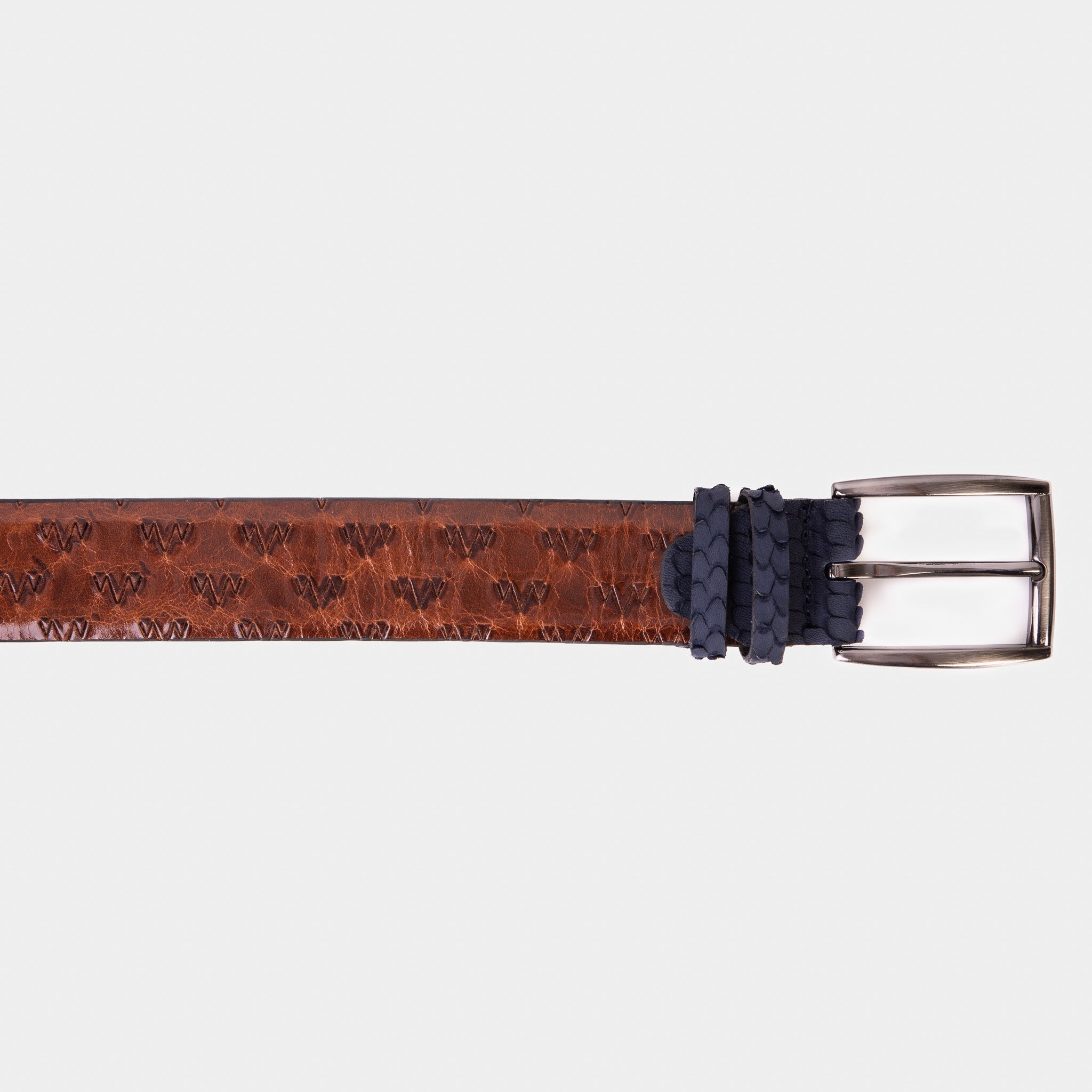 The Caesars Tan Navy Leather Belt