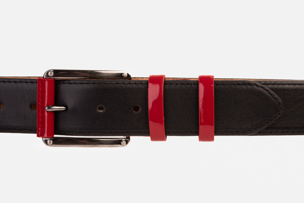 The Maratea Black Red Leather Belt