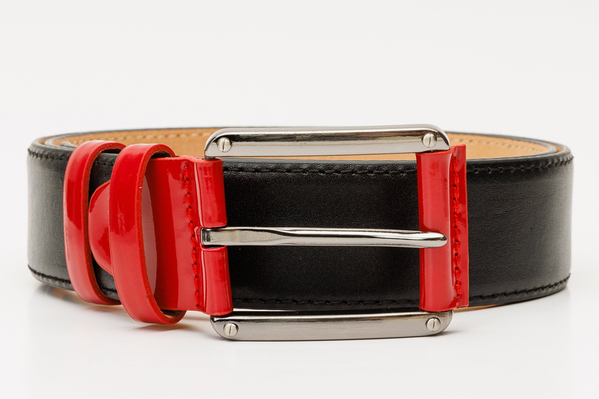 The Maratea Black Red Leather Belt
