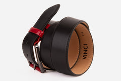 The Maratea Black Red Leather Belt