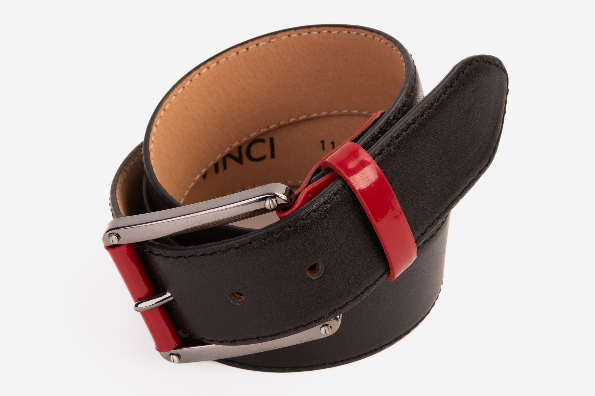 The Maratea Black Red Leather Belt