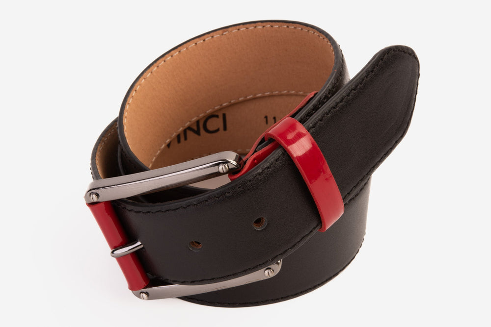 The Maratea Black Red Leather Belt