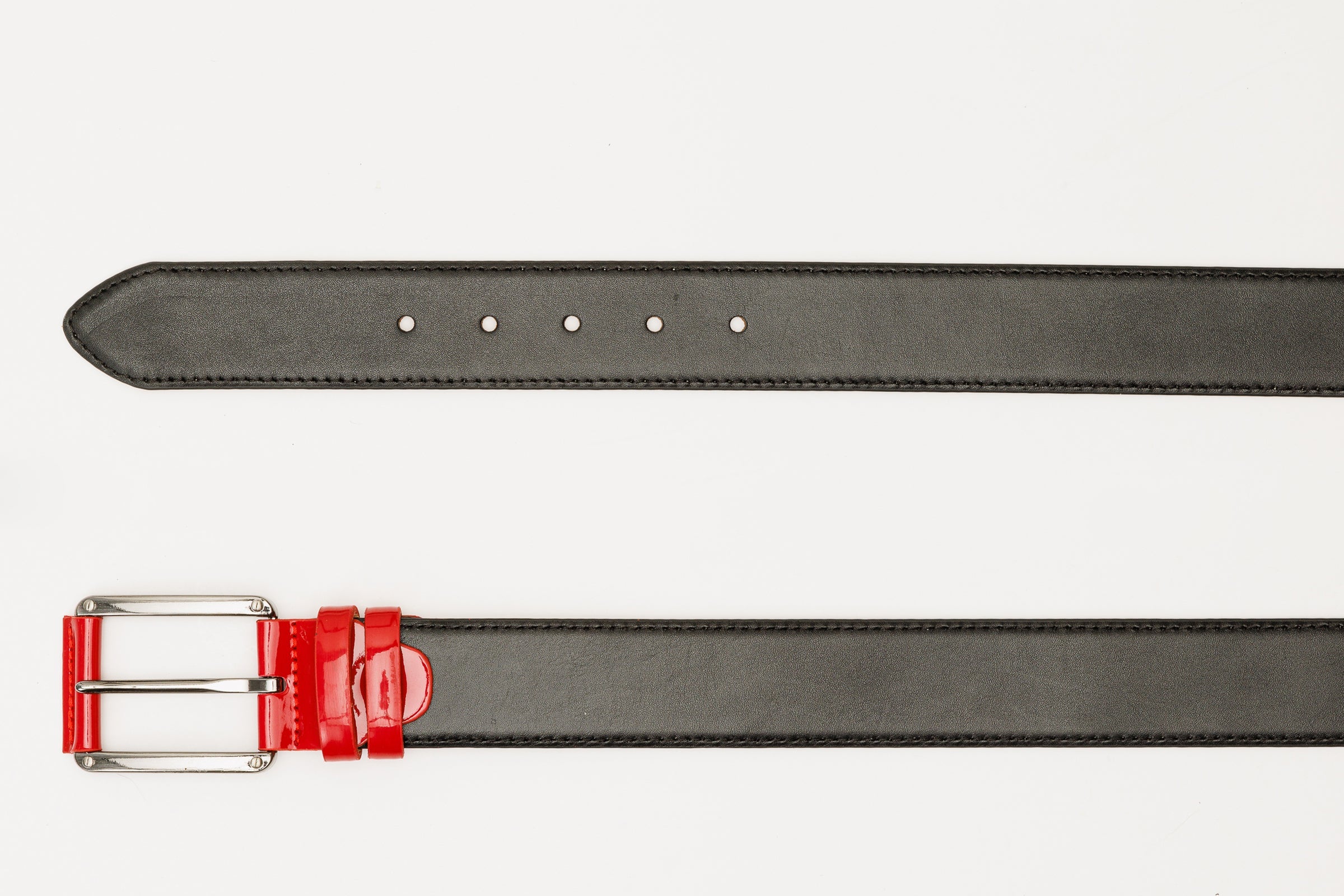 The Maratea Black Red Leather Belt