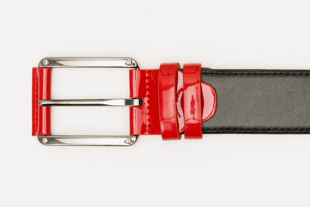 The Maratea Black Red Leather Belt
