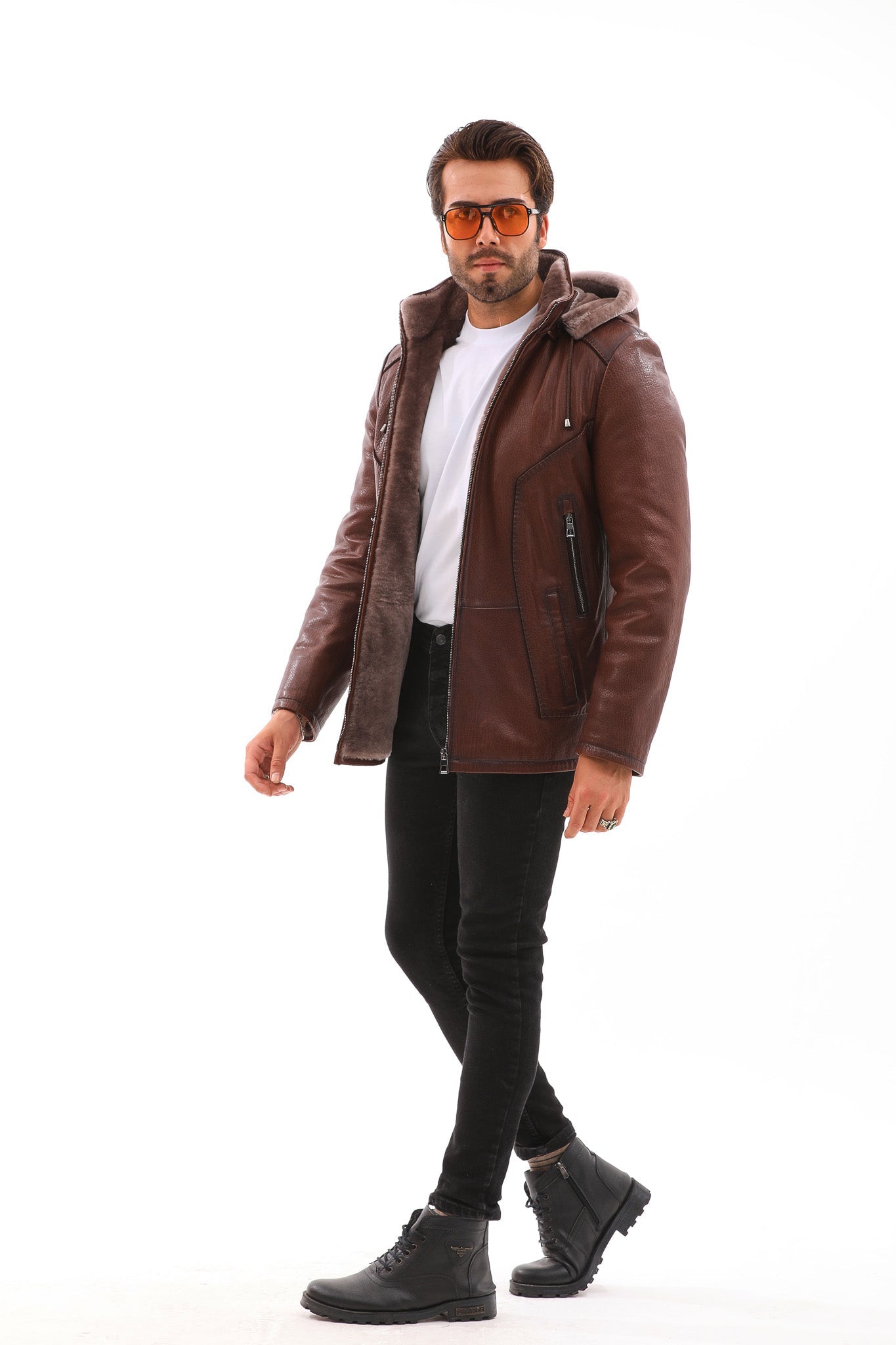 The Bergamo Brown Shearling Leather Jacket