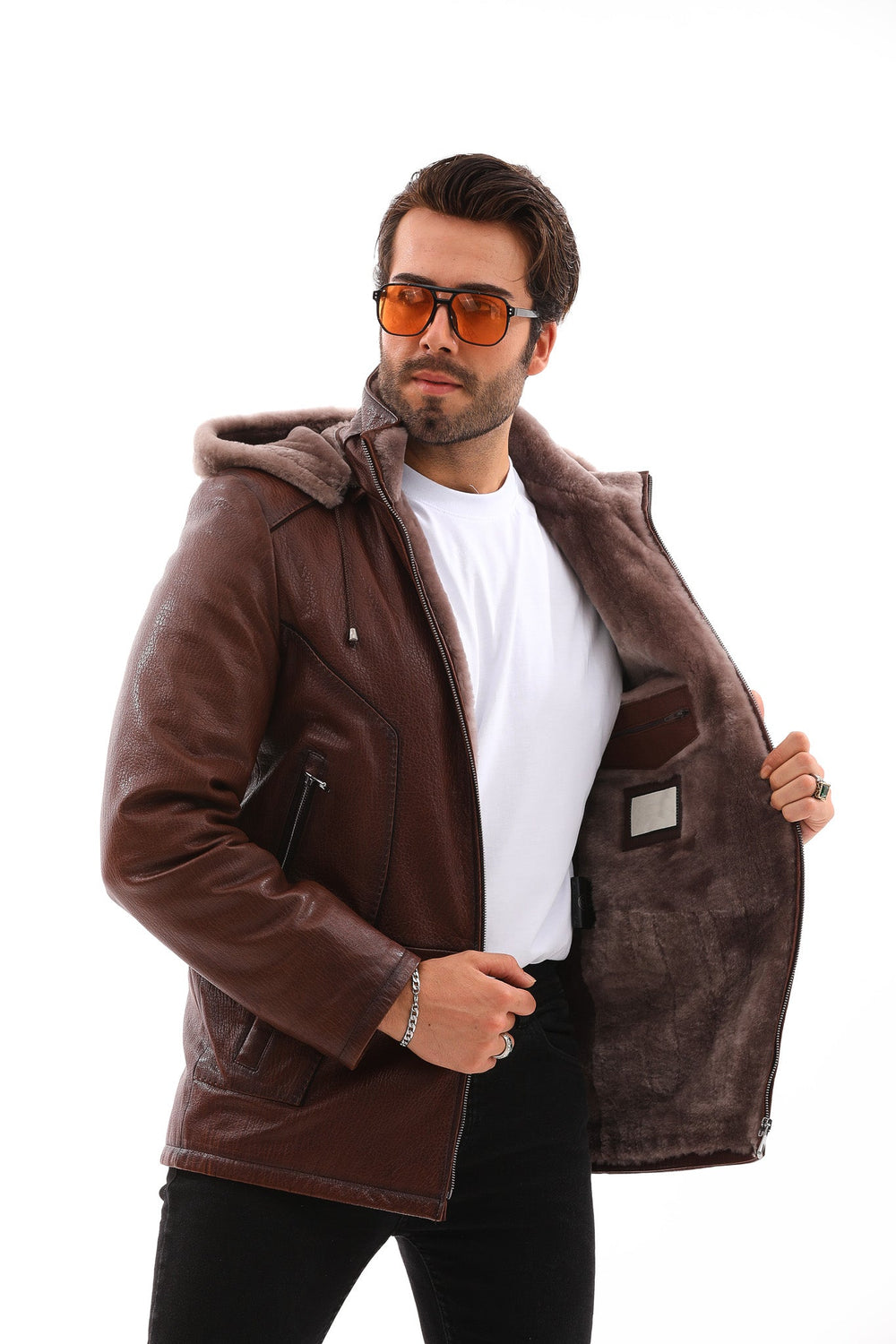 The Bergamo Brown Shearling Leather Jacket