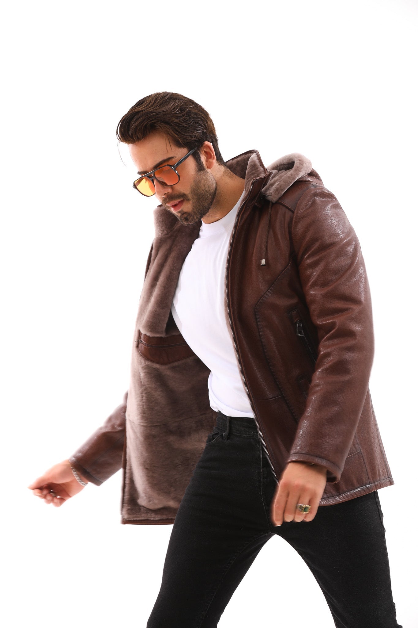The Bergamo Brown Shearling Leather Jacket