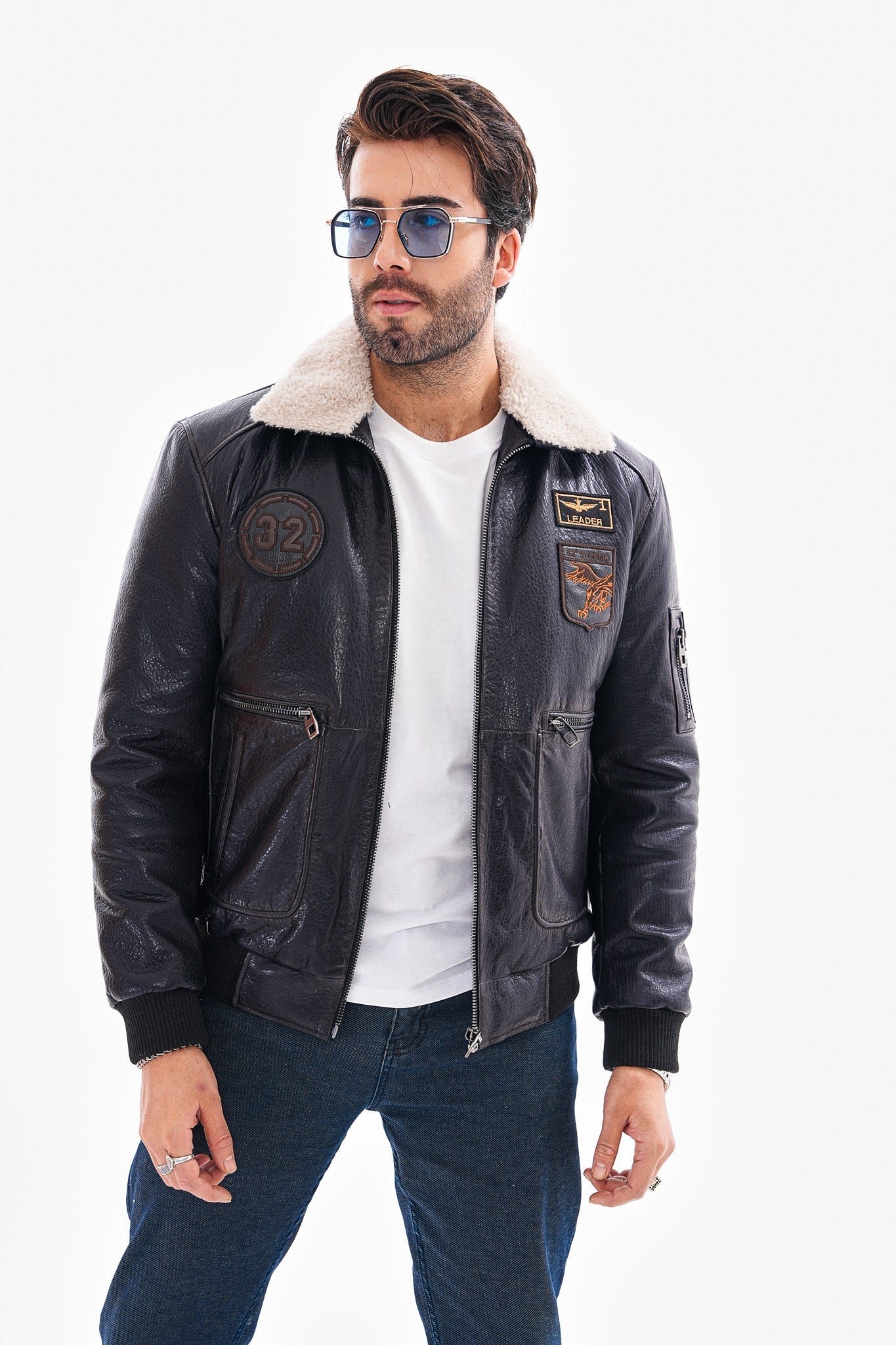 The Northway Navy Blue Lambskin Leather Jacket
