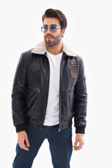 The Northway Navy Blue Lambskin Leather Jacket