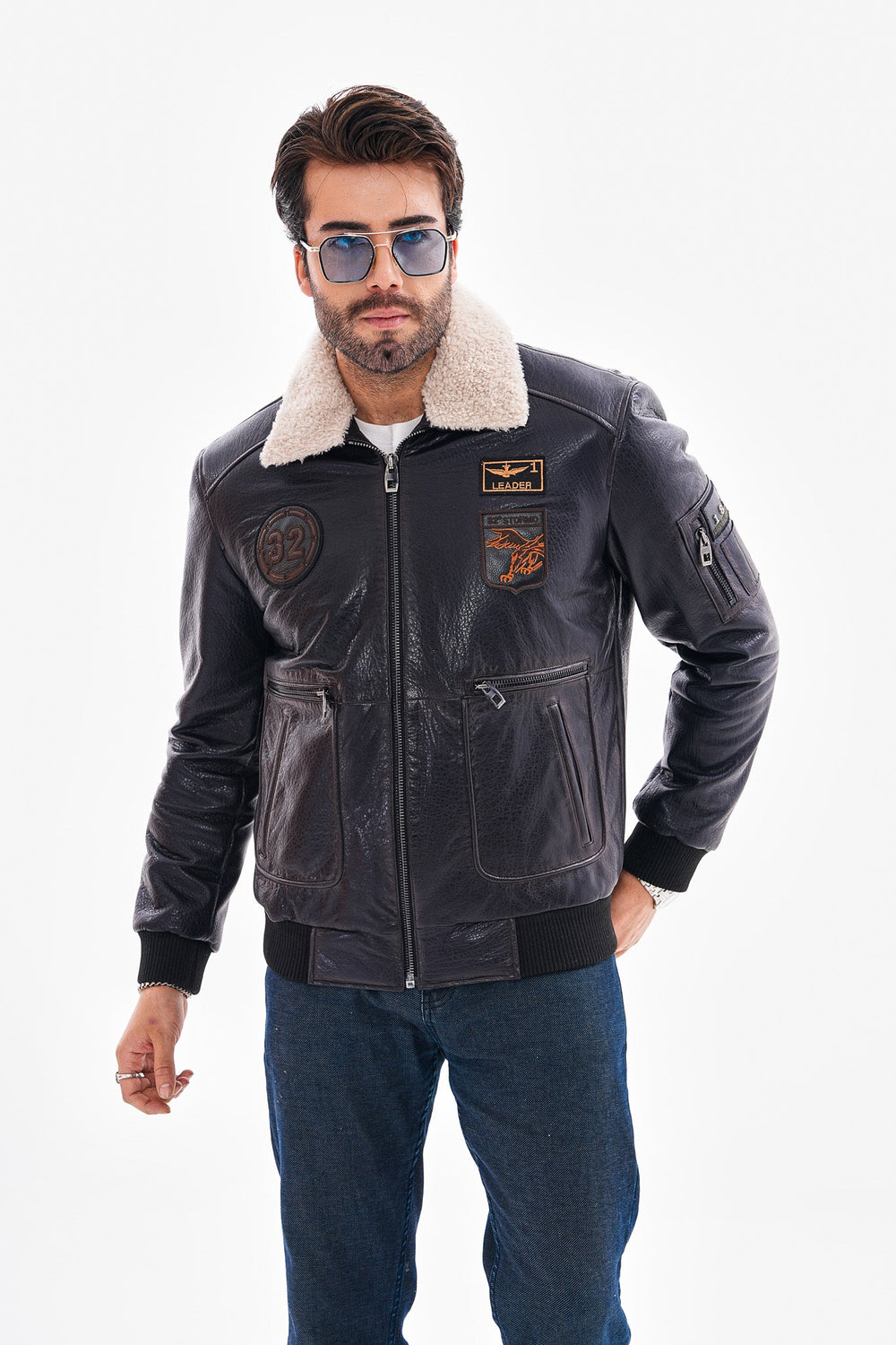 The Northway Navy Blue Lambskin Leather Jacket