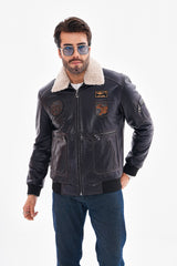 The Northway Navy Blue Lambskin Leather Jacket