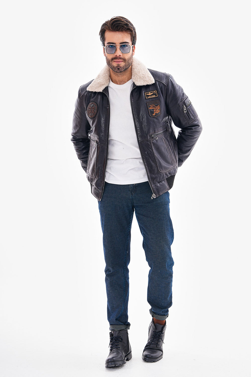 The Northway Navy Blue Lambskin Leather Jacket