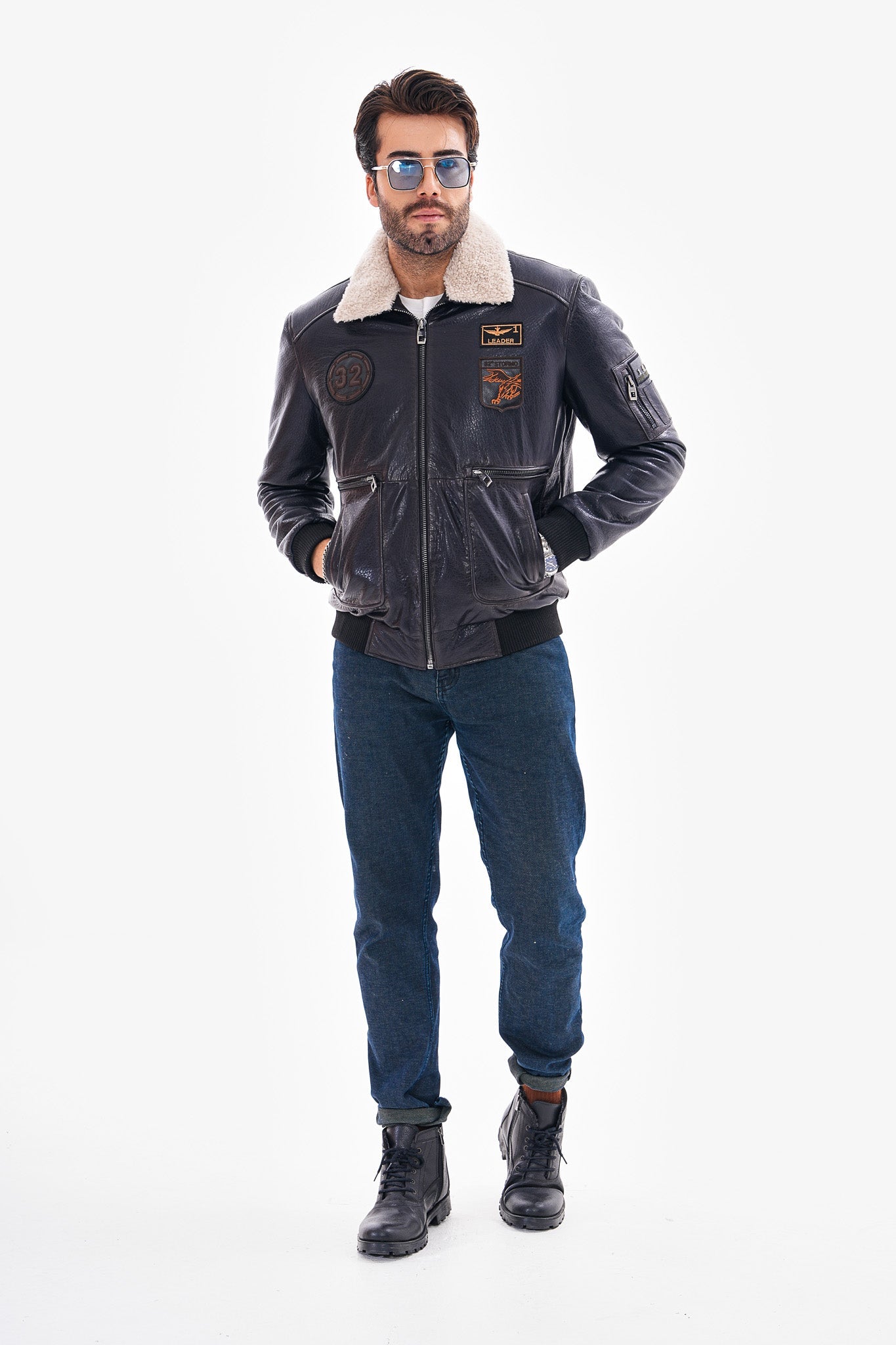The Northway Navy Blue Lambskin Leather Jacket