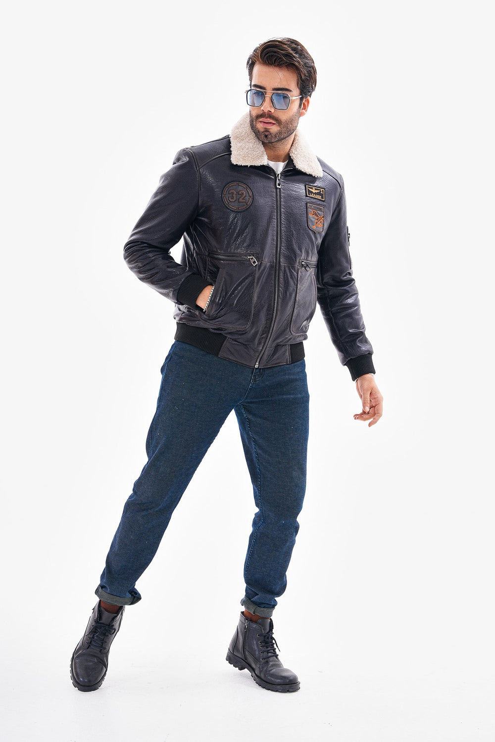 The Northway Navy Blue Lambskin Leather Jacket