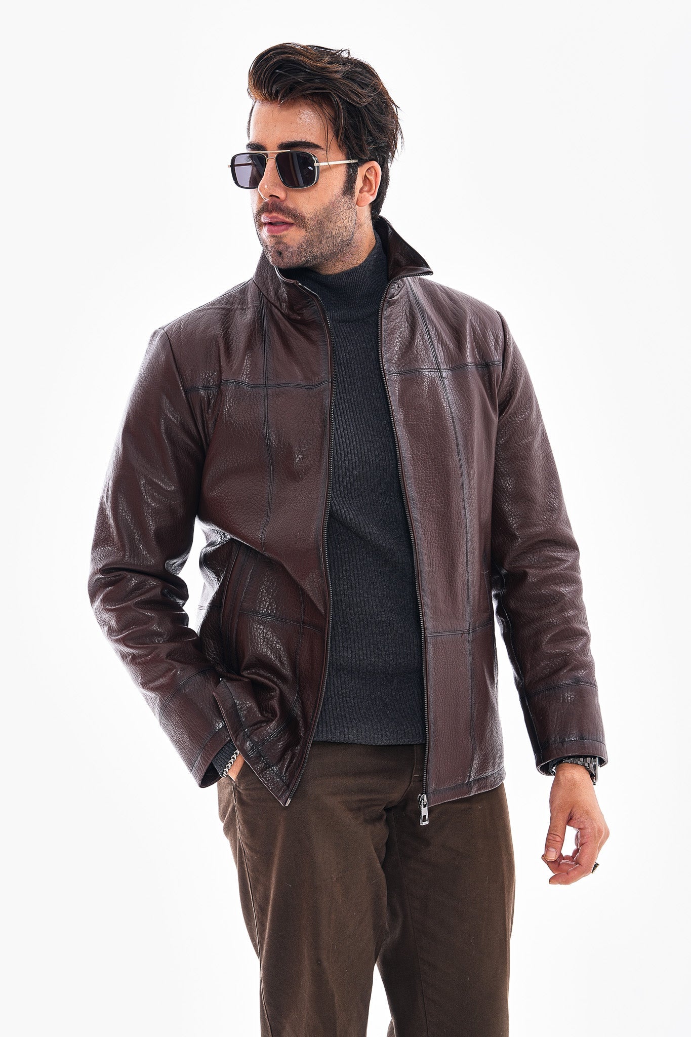 The Nero Coffee Brown Leather Jacket