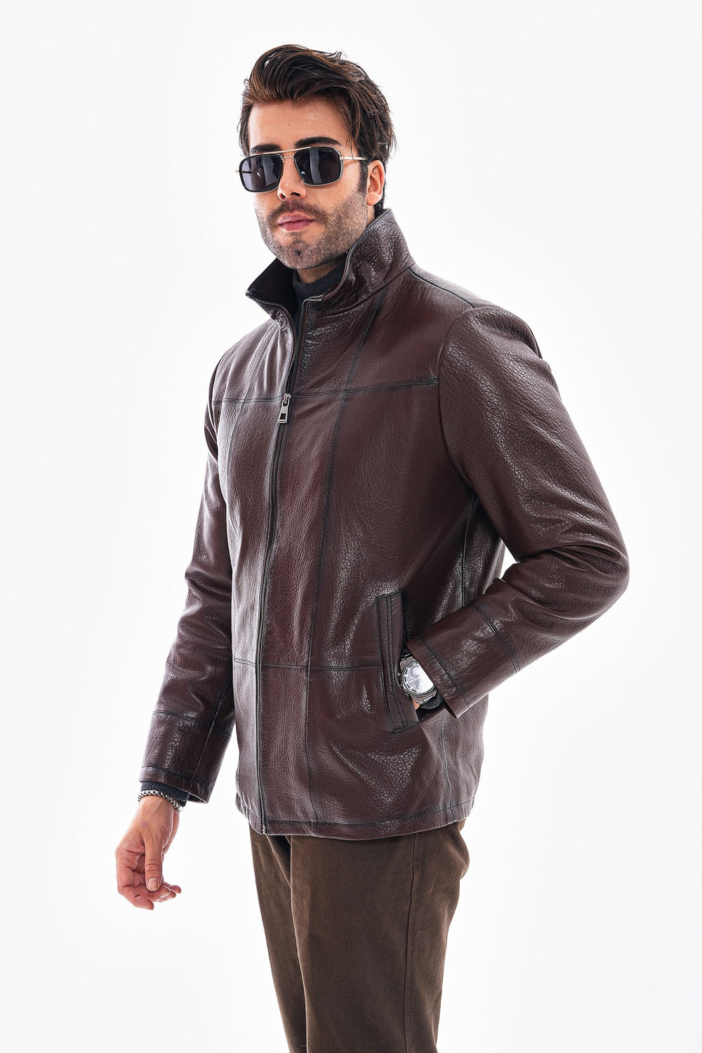 The Nero Coffee Brown Leather Jacket