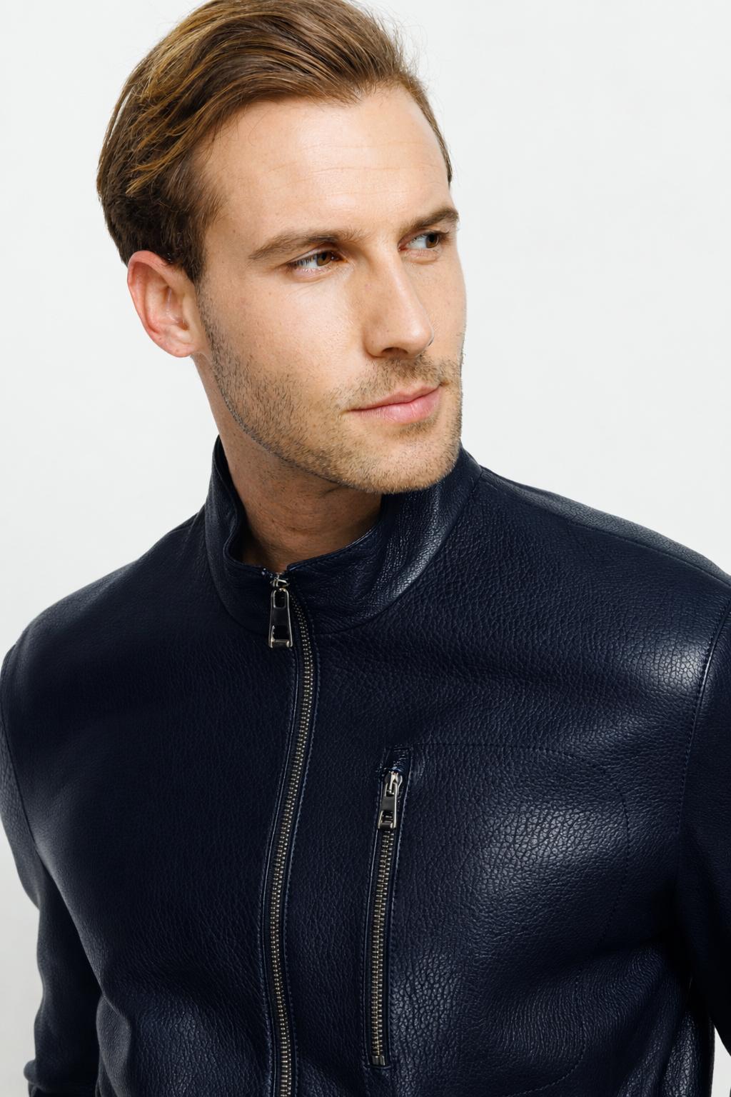 The Blanchard Navy Blue Leather Jacket