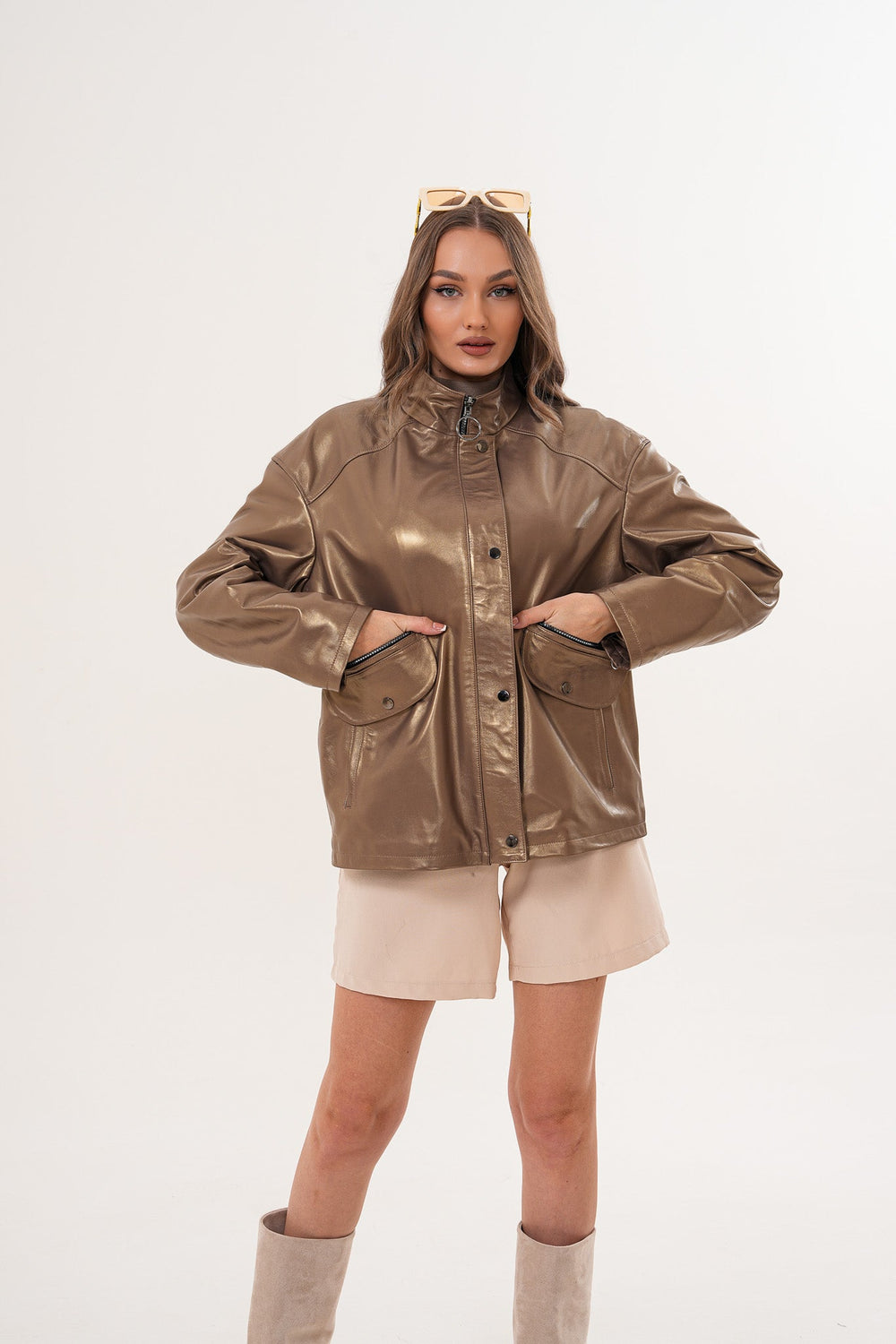The Zayra Leather Jacket – Taupe Brown