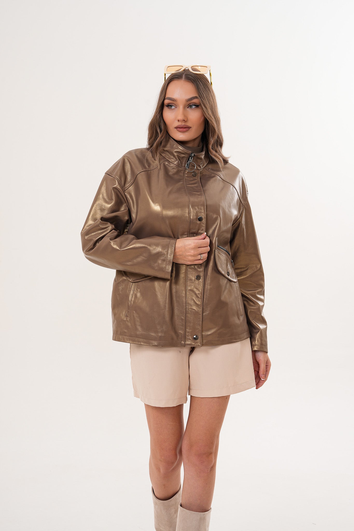 The Zayra Leather Jacket – Taupe Brown