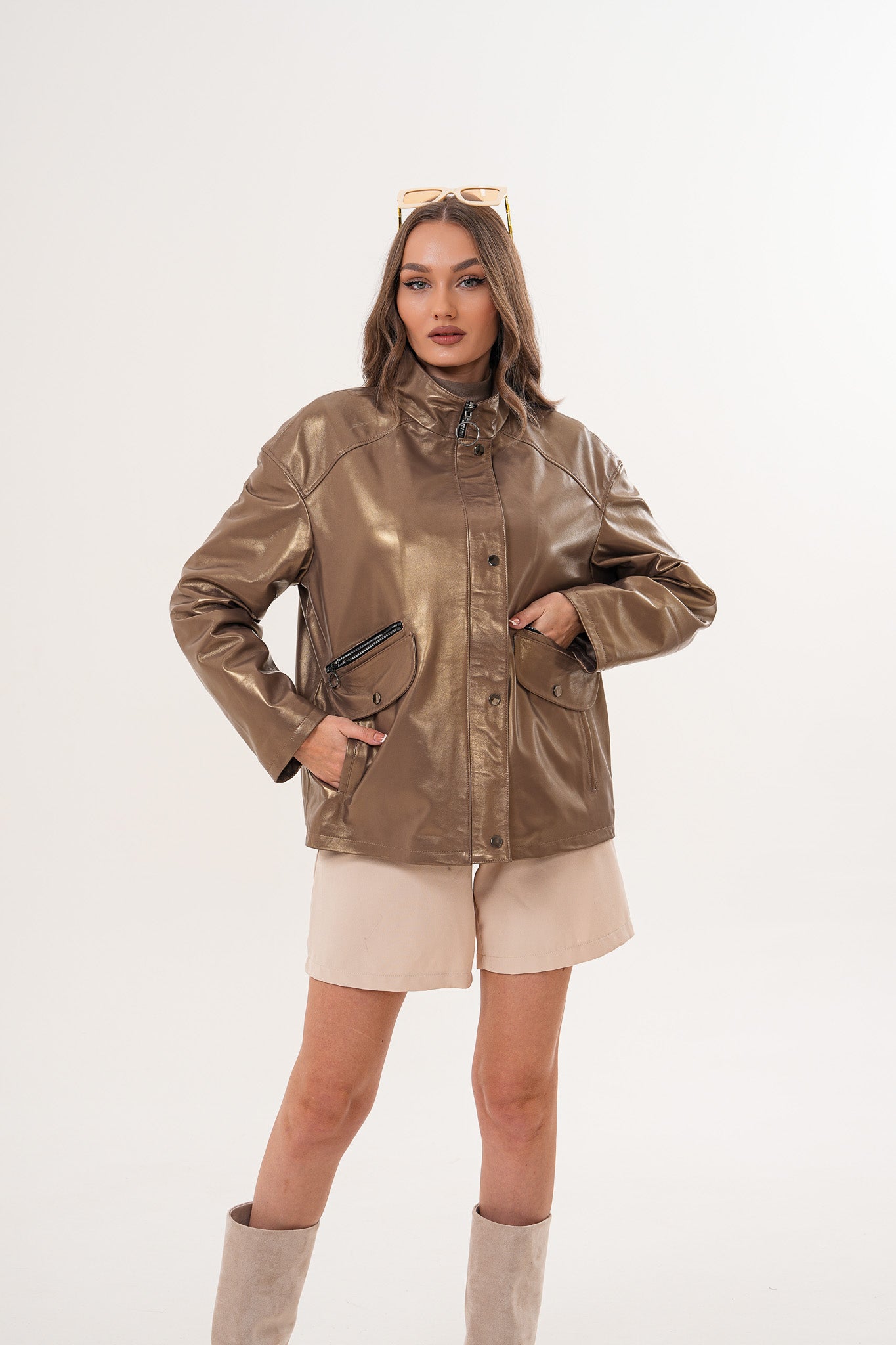 The Zayra Leather Jacket – Taupe Brown