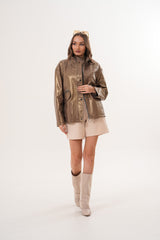 The Zayra Leather Jacket – Taupe Brown