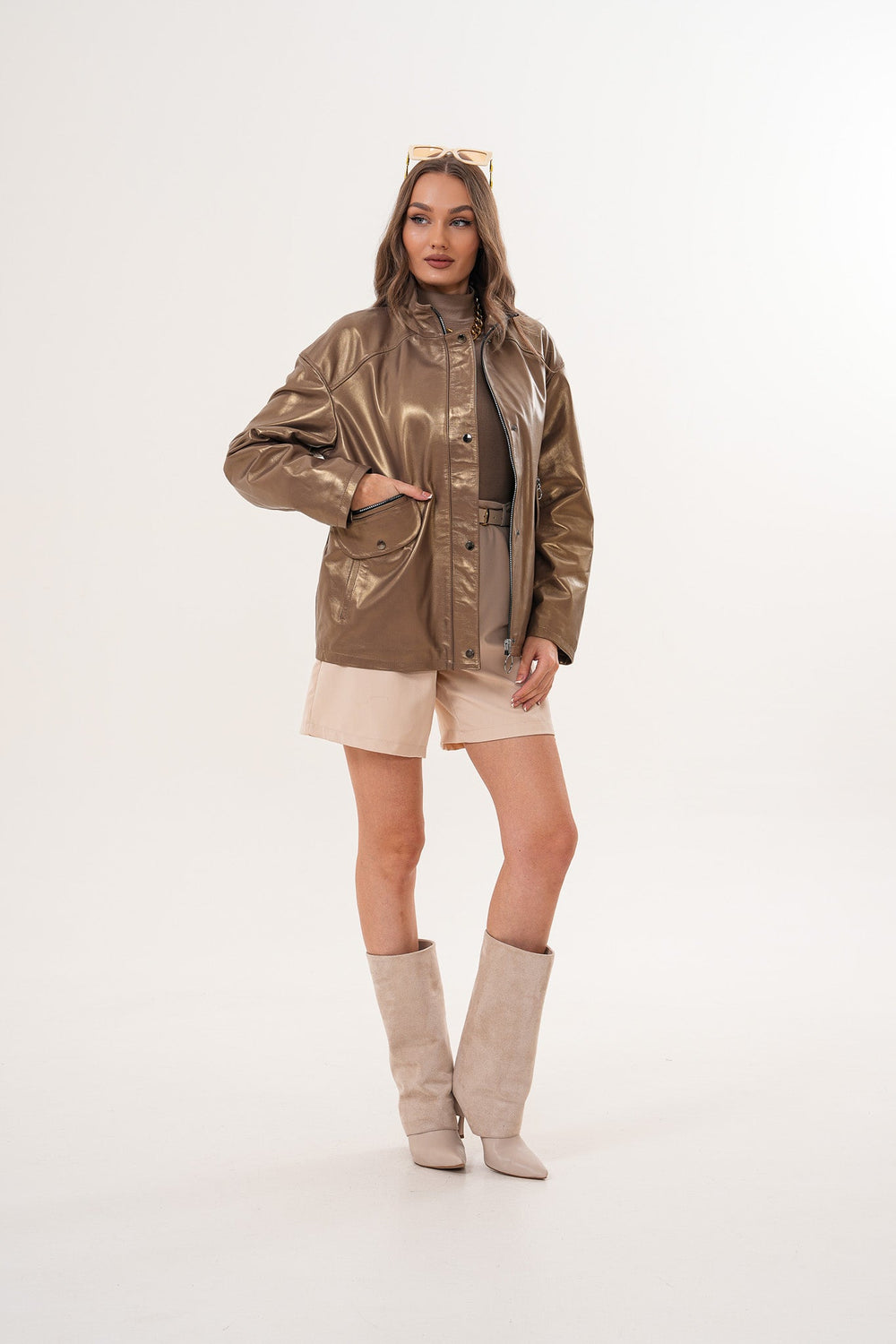 The Zayra Leather Jacket – Taupe Brown