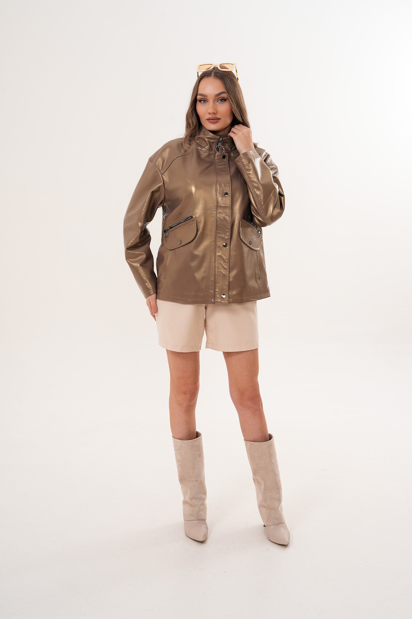 The Zayra Leather Jacket – Taupe Brown