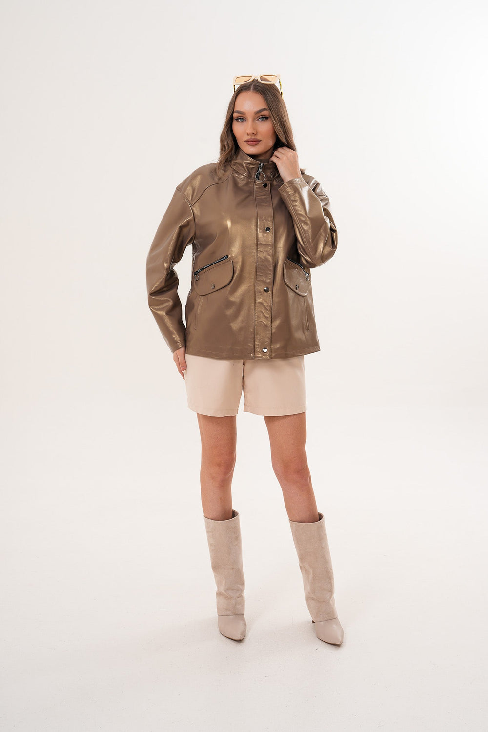 The Zayra Leather Jacket – Taupe Brown