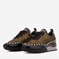 The Aurelia Black Gold Woven Leather Sneaker