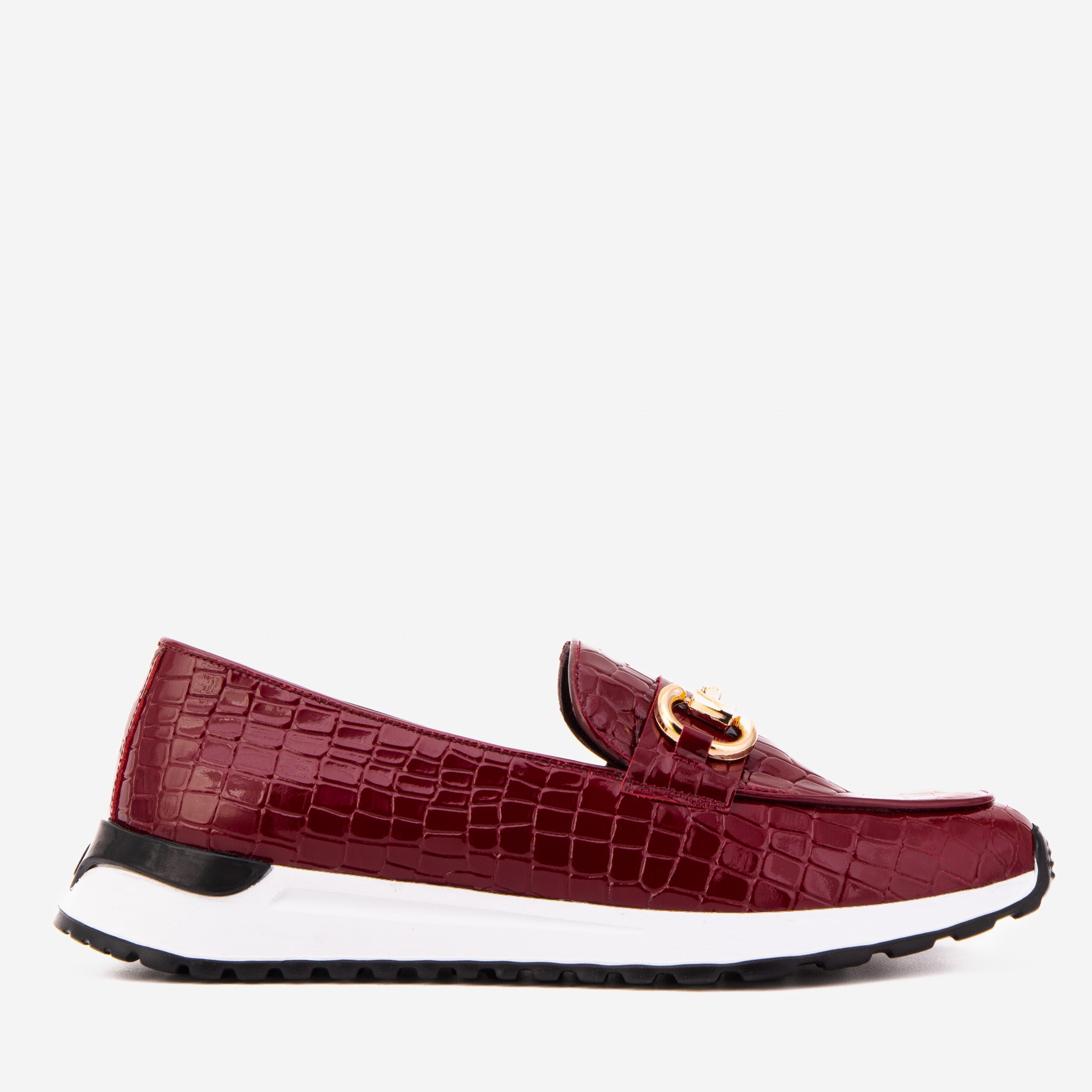 The Milan Burgundy Croc-Embossed Patent Leather Sneaker